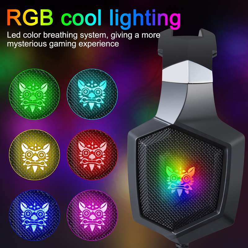 ONIKUMA K8 Over Ear Bass Stereo Surround Gaming Headphone with Microphone & RGB Color Changing Ligh