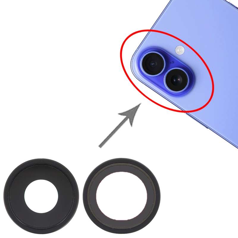 For iPhone 16 / 16 Plus Rear Camera Lens Cover (Black)