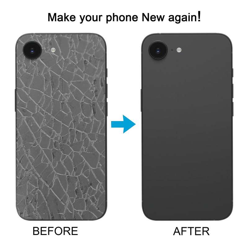 For iPhone 16e Glass Battery Back Cover with Camera Lens Cover(Black)