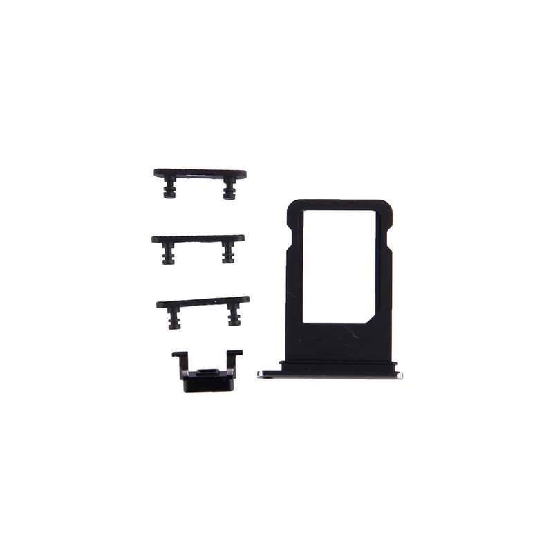 Card Tray + Volume Control Key + Power Button + Mute Switch Vibrator Key for iPhone 7(Black)