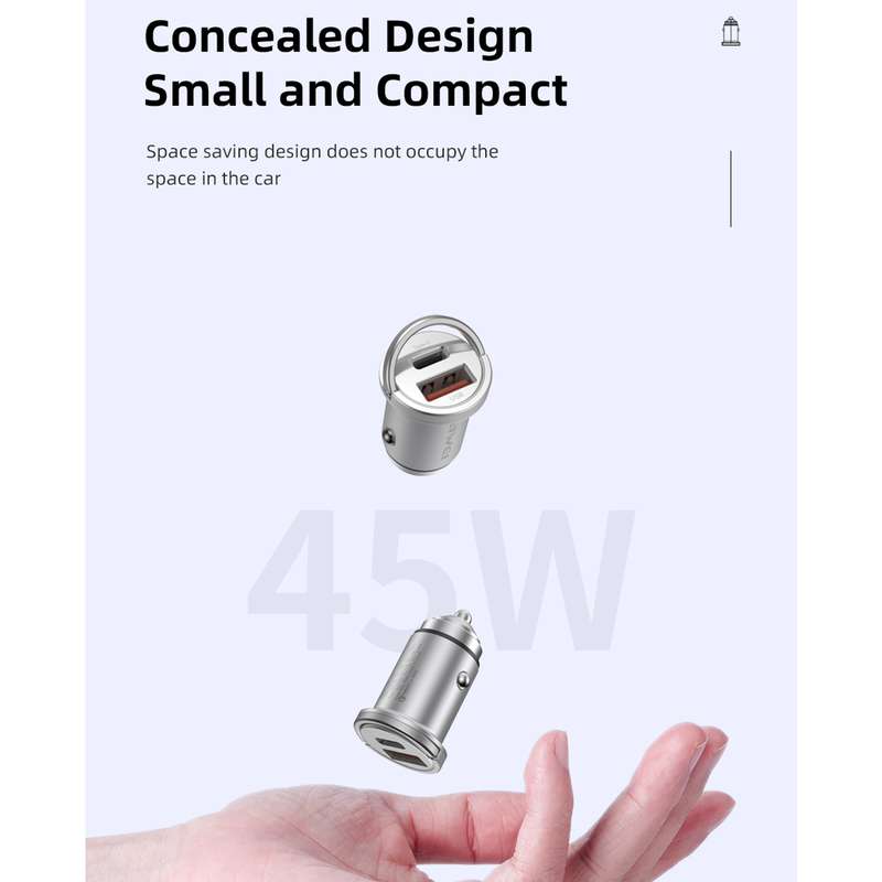 awei C-708 PD 45W USB + Type-C / USB-C Mini Car Charger
