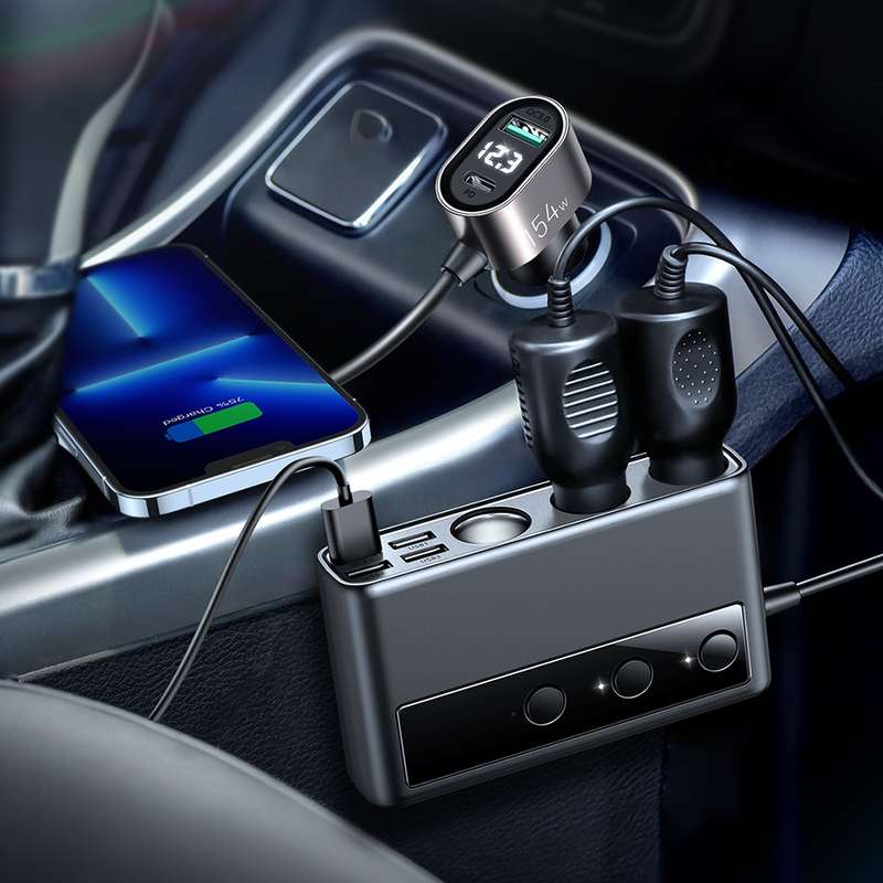 JOYROOM JR-CL06 9 in 1 154W PD USB-C / Type-C + Dual QC3.0 USB + 3 USB + 3 Cigarette Lighter Holes D