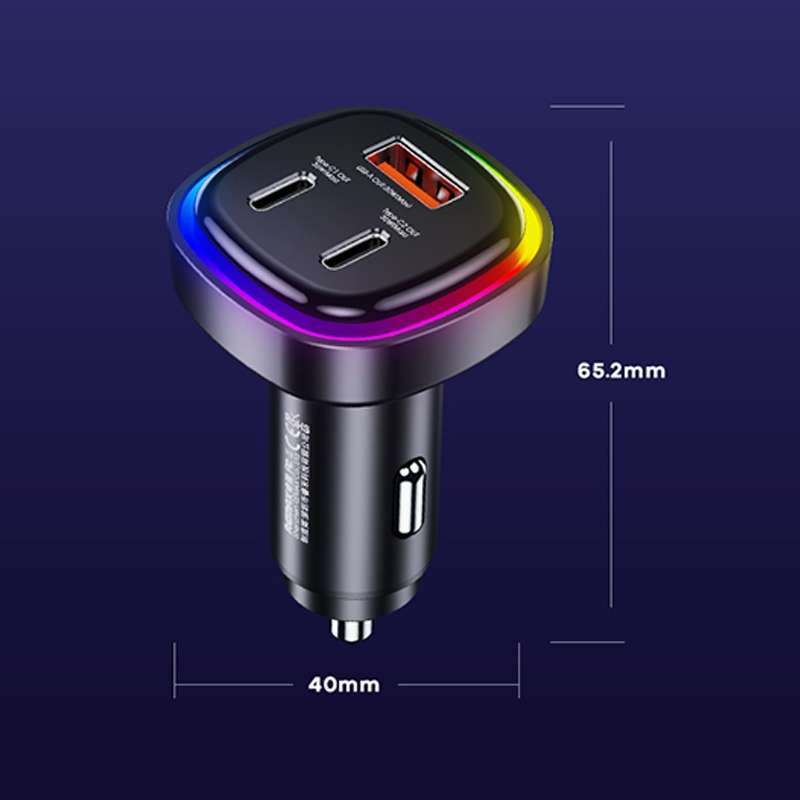 REMAX RCC330 Earl Series 3 in 1 Car 66W PD Fast Charger with Indicator Light