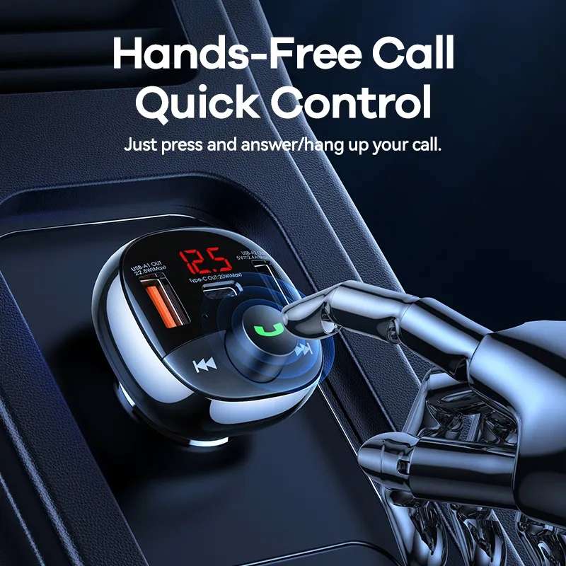 REMAX RCC331 Rodi Series 3 in 1 Car 64.5W PD Fast Charger Support FM / TF Card / Bluetooth Hands-fre