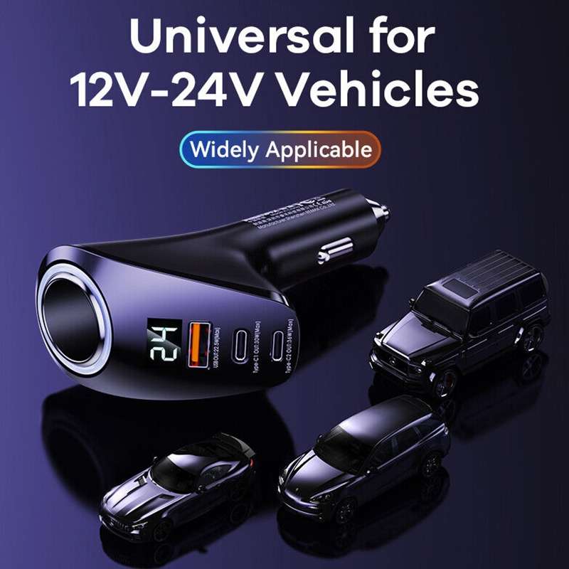 REMAX RCC339 Warriors Series 3 in 1 Car Digital Cigarette Lighter 88.5W PD Fast Charger