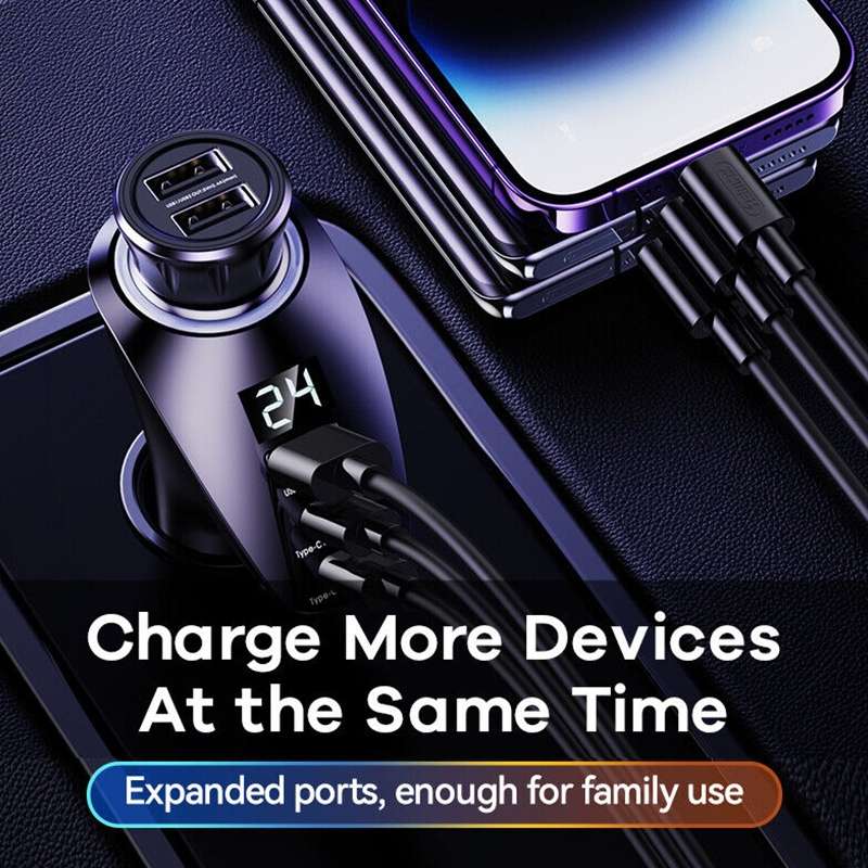 REMAX RCC339 Warriors Series 3 in 1 Car Digital Cigarette Lighter 88.5W PD Fast Charger