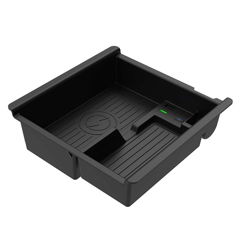 Multi-function Car Wireless Charger Rack Storage Box for Toyota Tacoma 2016-2021, Left Driving(Black