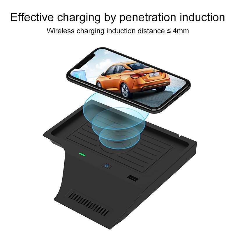 Car Fast Charging Wireless Charger for Nissan Sylphy 2020-2021, Left Driving(Black)