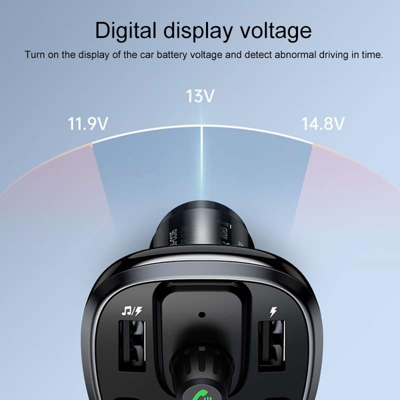 USAMS US-CC115 C21 Dual USB 3.4A Digital Display Wireless FM Car Charger(Black)