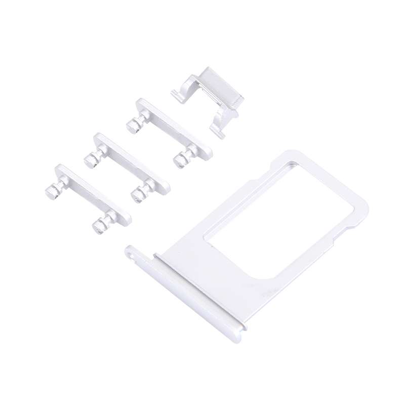 Card Tray + Volume Control Key + Power Button + Mute Switch Vibrator Key for iPhone 7 Plus(Silver)