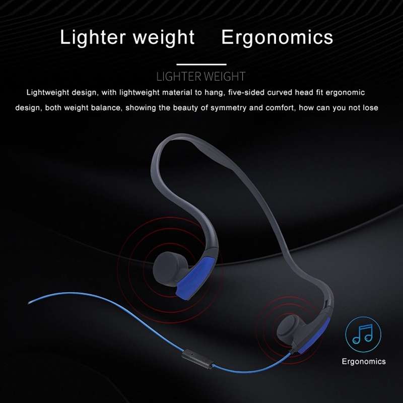 Rear Hanging Wire-Controlled Bone Conduction Outdoor Sports Headphone(Black)