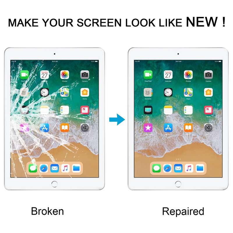 For iPad 9.7 Front Screen Outer Glass Lens with OCA Optically Clear Adhesive (White)
