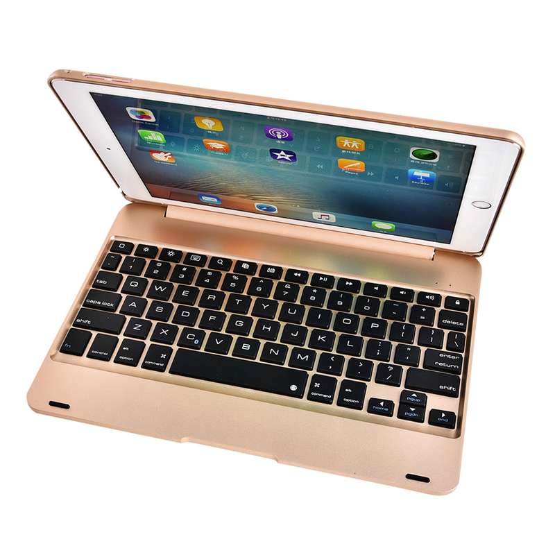 For iPad Pro 9.7 inch / iPAD Air 2 Horizontal Flip Tablet Case + Bluetooth Keyboard(Rose Gold)
