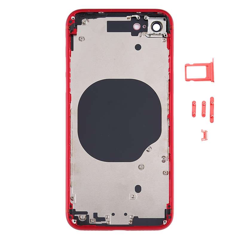 Battery Back Cover with Camera Lens Cover & SIM Card Tray & Side keys for iPhone SE 2020(Red)