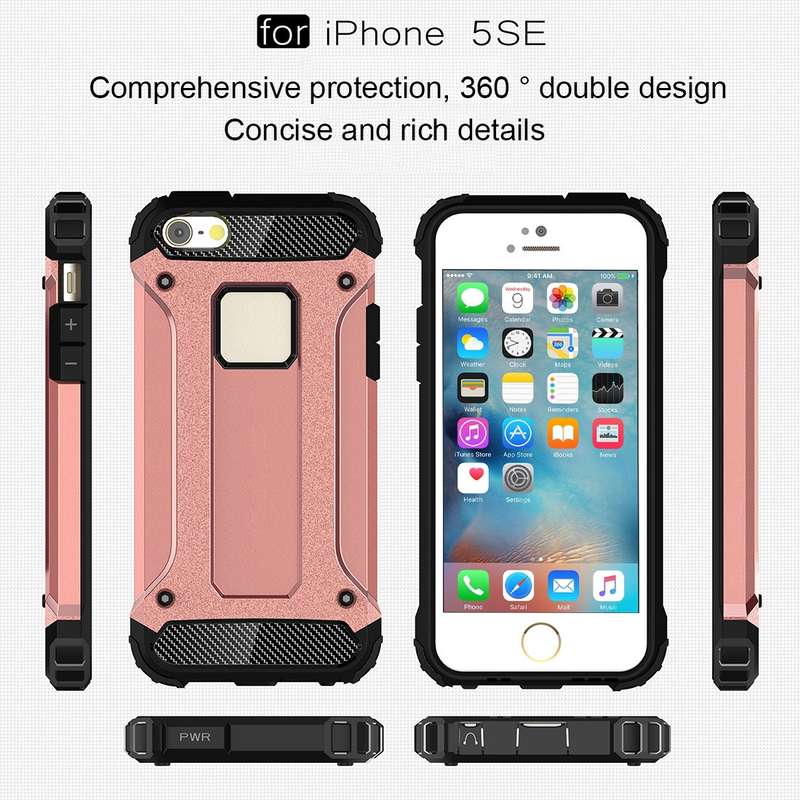 Tough Armor TPU + PC Combination Case for iPhone SE & 5 & 5s(Red)