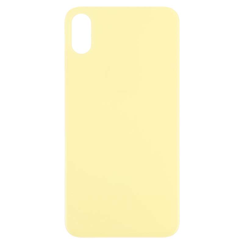 Easy Replacement Big Camera Hole Glass Back Battery Cover for iPhone X / XS(Yellow)