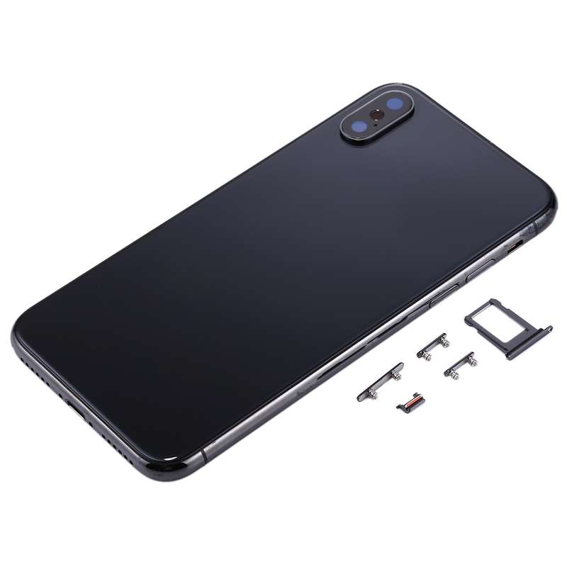 Back Housing Cover with SIM Card Tray & Side keys for iPhone X(Silver)