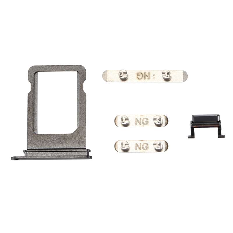Card Tray + Volume Control Key + Power Button + Mute Switch Vibrator Key for iPhone X(Silver)