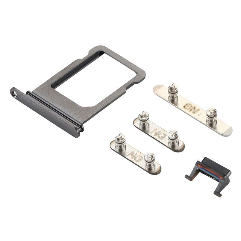 Card Tray + Volume Control Key + Power Button + Mute Switch Vibrator Key for iPhone X(Silver)