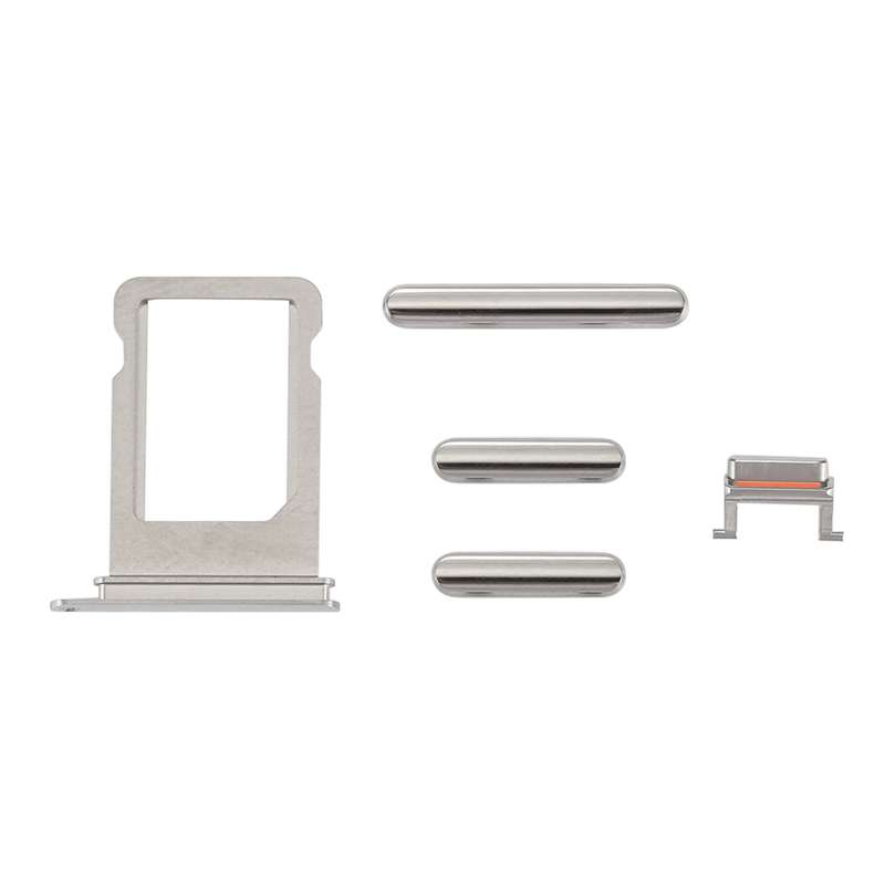 Card Tray + Volume Control Key + Power Button + Mute Switch Vibrator Key for iPhone X(Silver)