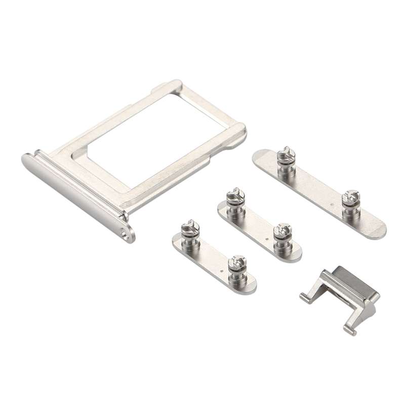 Card Tray + Volume Control Key + Power Button + Mute Switch Vibrator Key for iPhone X(Silver)