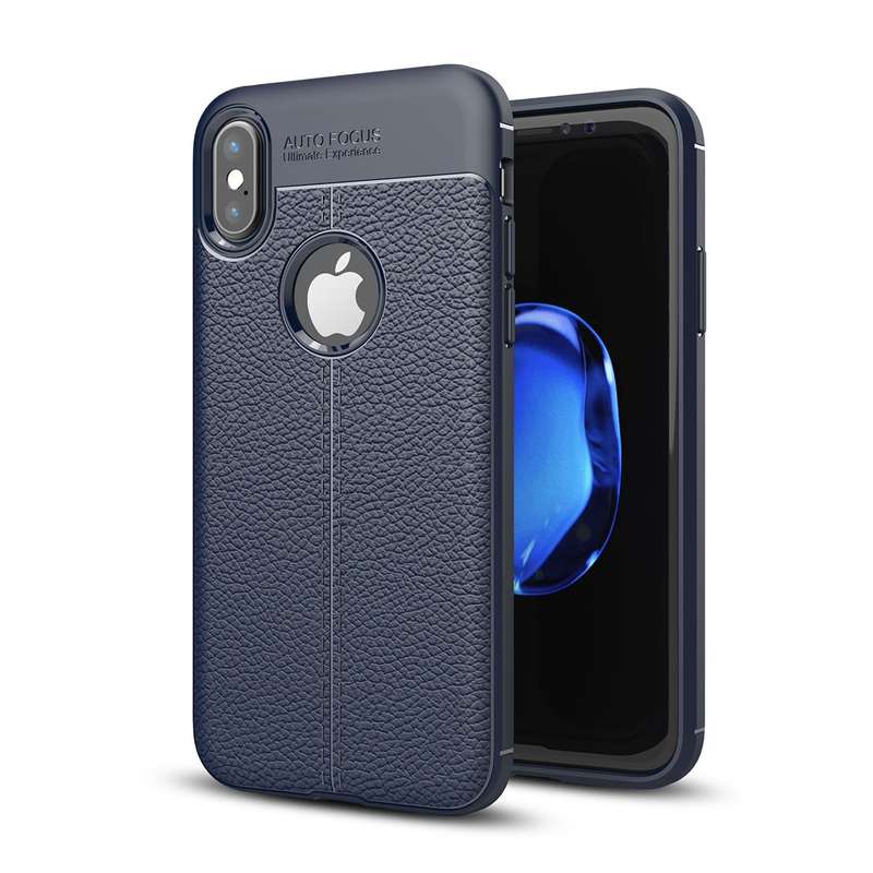 For iPhone X / XS Litchi Texture TPU Protective Back Cover Case (Black)