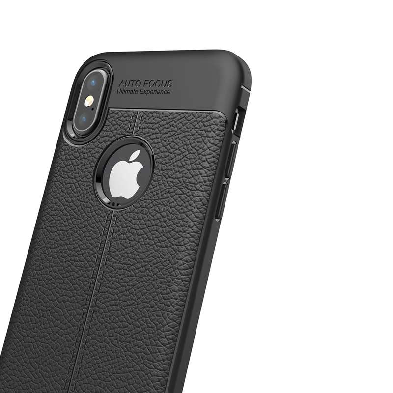 For iPhone X / XS Litchi Texture TPU Protective Back Cover Case (Black)