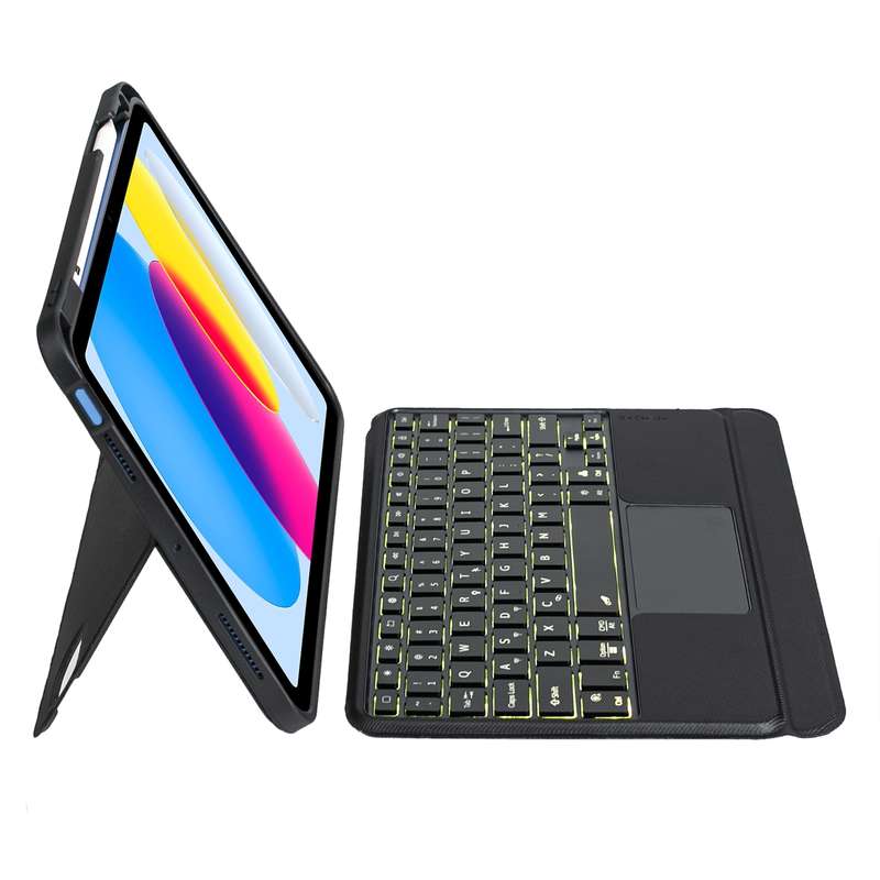 T10-AS For iPad 11 2025 / 10th Gen 10.9 2022 Touch Backlight Split Type Bluetooth Keyboard Leather C