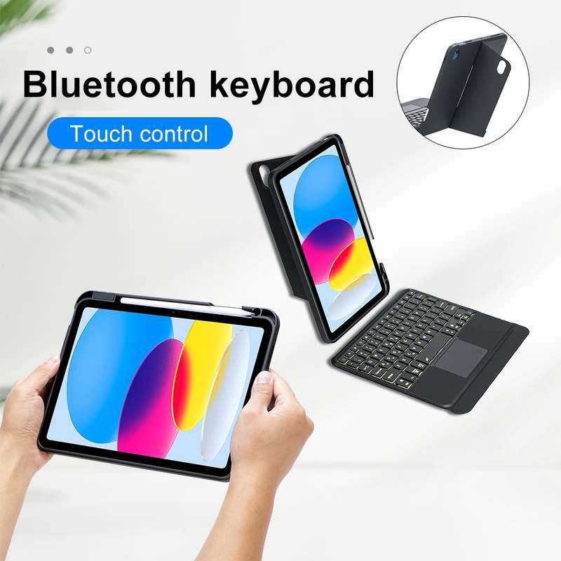 T10-AS For iPad 11 2025 / 10th Gen 10.9 2022 Touch Backlight Split Type Bluetooth Keyboard Leather C