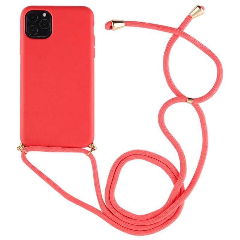 For iPhone 11 TPU Anti-Fall Mobile Phone Case With Lanyard (Black)