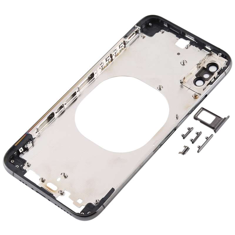 Transparent Back Cover with Camera Lens & SIM Card Tray & Side Keys for iPhone XS Max(Gold)