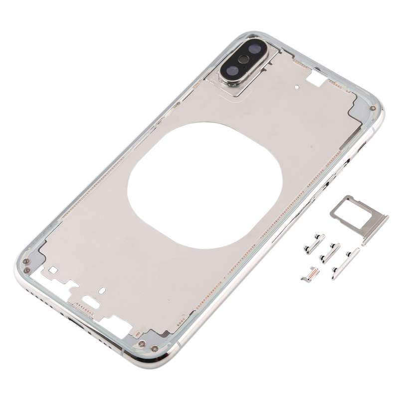Transparent Back Cover with Camera Lens & SIM Card Tray & Side Keys for iPhone XS(White)