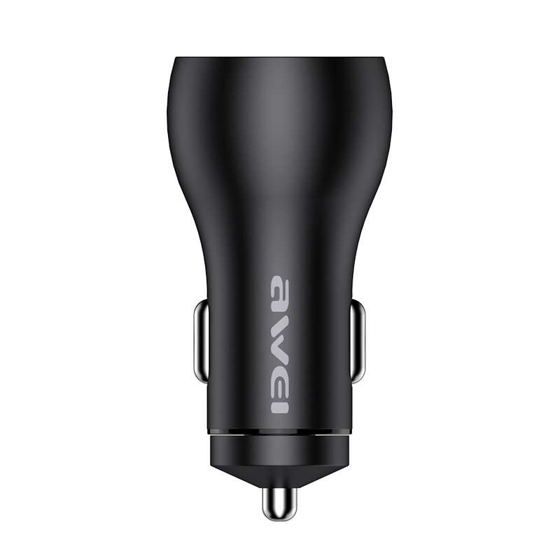 awei C-822 18W PD 8 Pin + 18W QC 3.0 USB Interface Car Charger(Black)