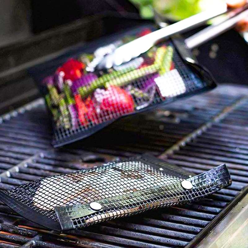 Barbecue Heat Resistant Non-stick Grilling Mesh BBQ Baking Bag, Size: 24 x 14cm (Black)