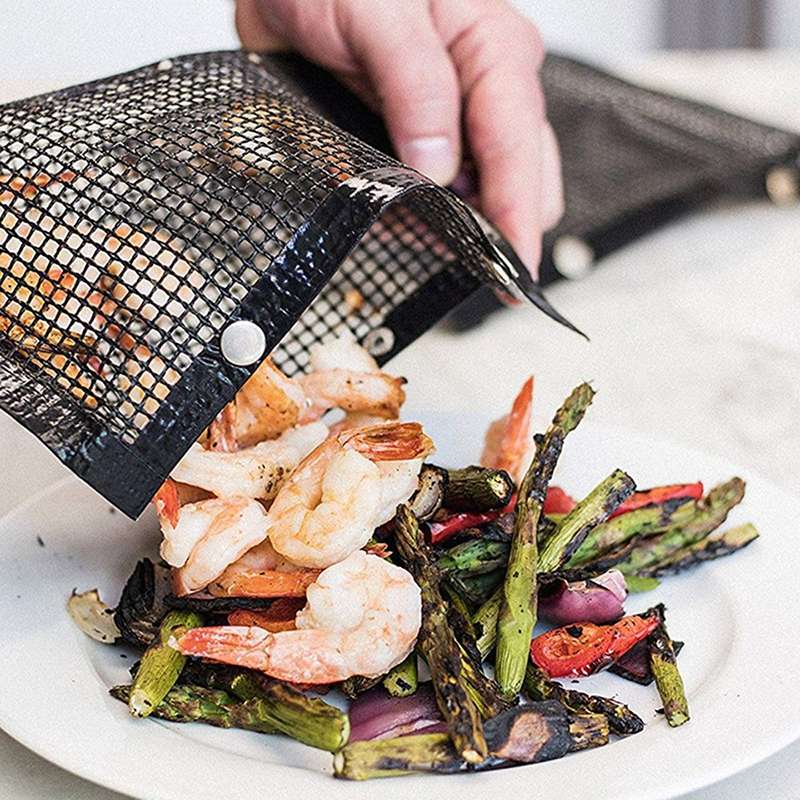 Barbecue Heat Resistant Non-stick Grilling Mesh BBQ Baking Bag, Size: 24 x 14cm (Black)