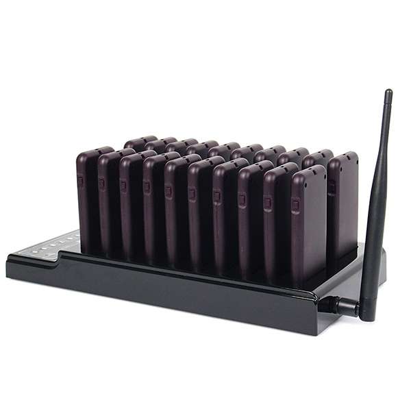 QC100 999 Channel Restaurant Wireless Paging Queuing Calling System with 20 Call Coaster Pagers, US