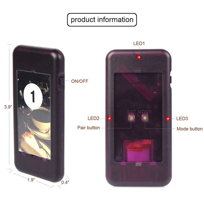 QC100 999 Channel Restaurant Wireless Paging Queuing Calling System with 20 Call Coaster Pagers, US