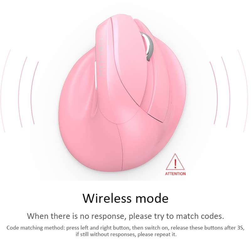 DELUX M618 Mini 2.4G Wireless 2400DPI USB Rechargeable Ergonomic Vertical Mouse (Pink)