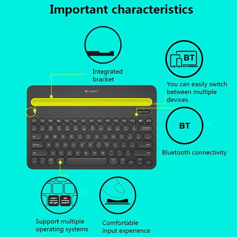 Logitech K480 Multi-device Bluetooth 3.0 Wireless Bluetooth Keyboard with Stand (Black)