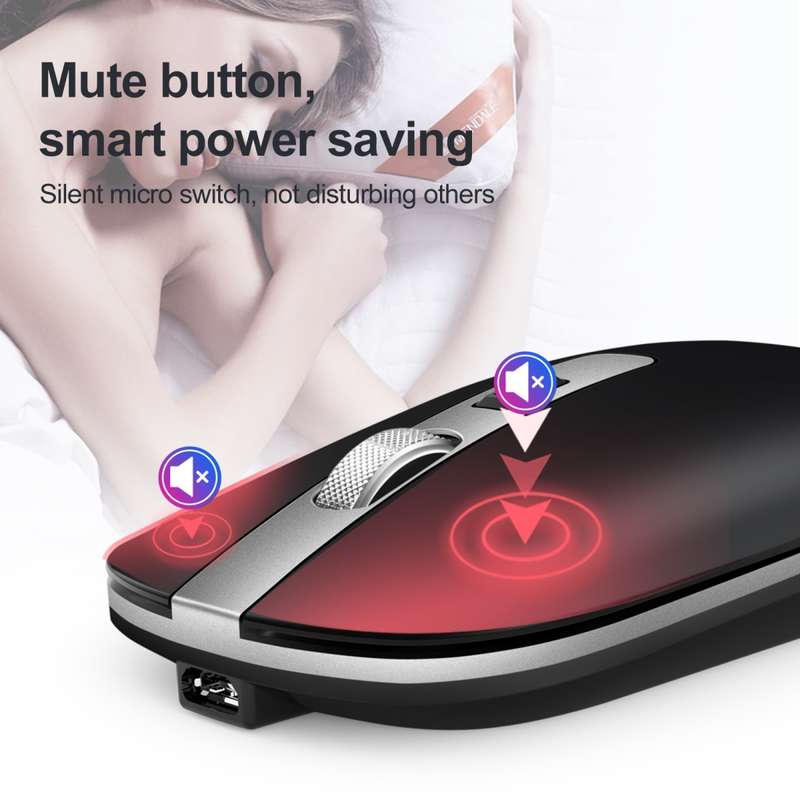 HXSJ M30 Rechargeable Wireless Mouse Metal Wheel Mute 2.4G Office Mouse 500 mAh Built-in Battery(Gre