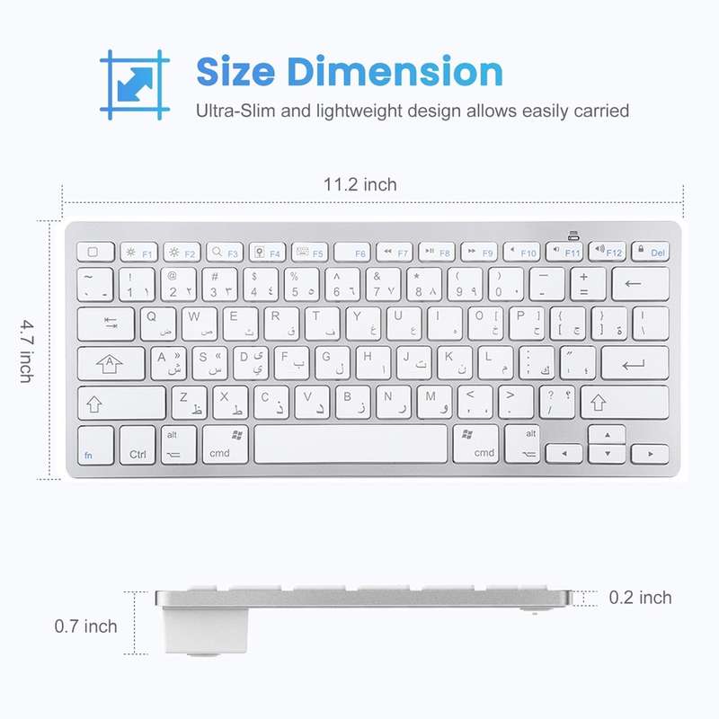WB-8022 Ultra-thin Wireless Bluetooth Keyboard, Arabic Keys(Silver)