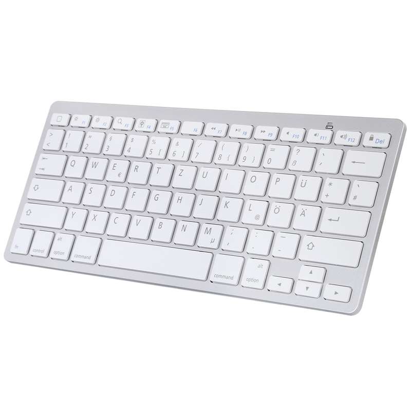 WB-8022 Ultra-thin Wireless Bluetooth Keyboard, German Keys(Silver)