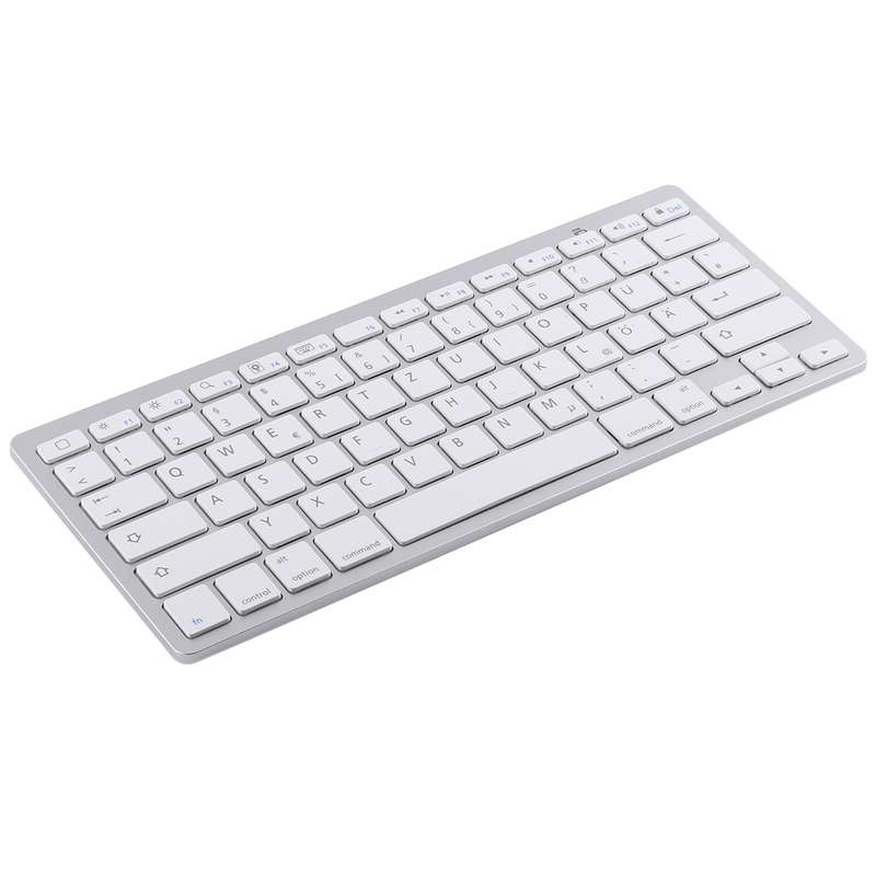 WB-8022 Ultra-thin Wireless Bluetooth Keyboard, German Keys(Silver)