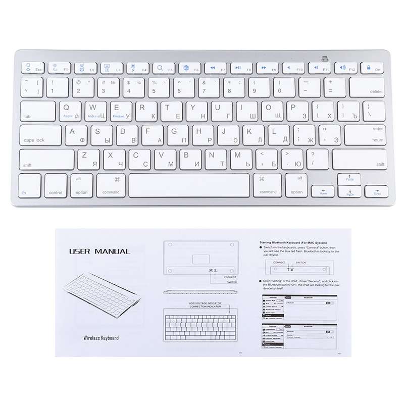 WB-8022 Ultra-thin Wireless Bluetooth Keyboard for iPad, Samsung, Huawei, Xiaomi, Tablet PCs or Smar