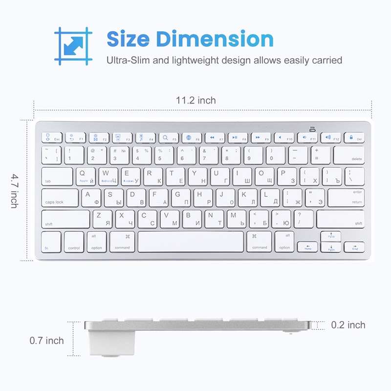 WB-8022 Ultra-thin Wireless Bluetooth Keyboard for iPad, Samsung, Huawei, Xiaomi, Tablet PCs or Smar