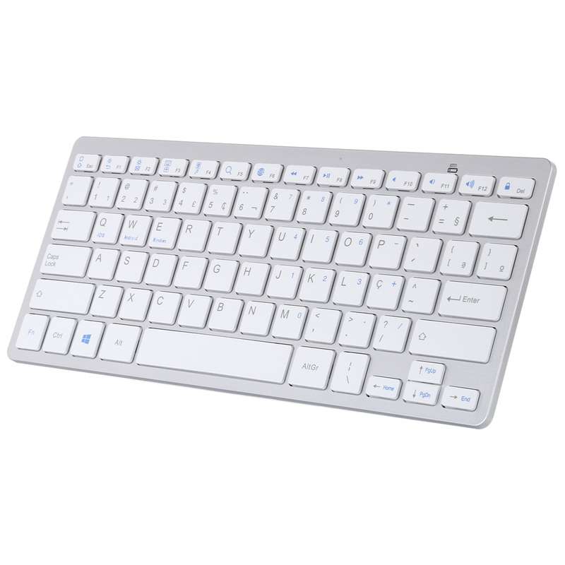 WB-8022 Ultra-thin Wireless Bluetooth Keyboard, Portuguese Keys(Silver)