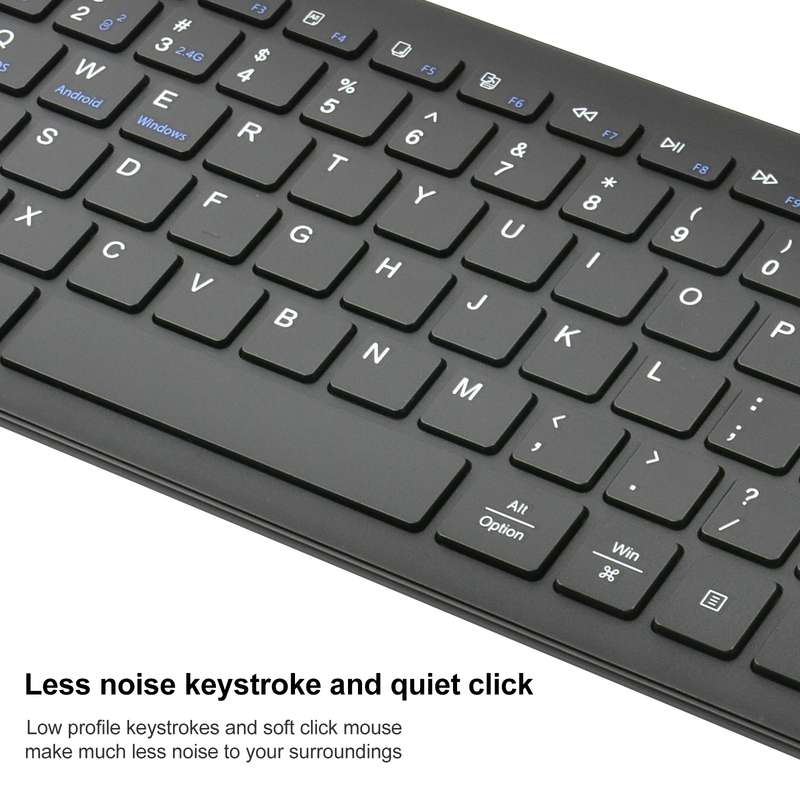 169 2.4Ghz + Bluetooth Dual Mode Wireless Keyboard + Mouse Kit, Compatible with iSO & Android & Win