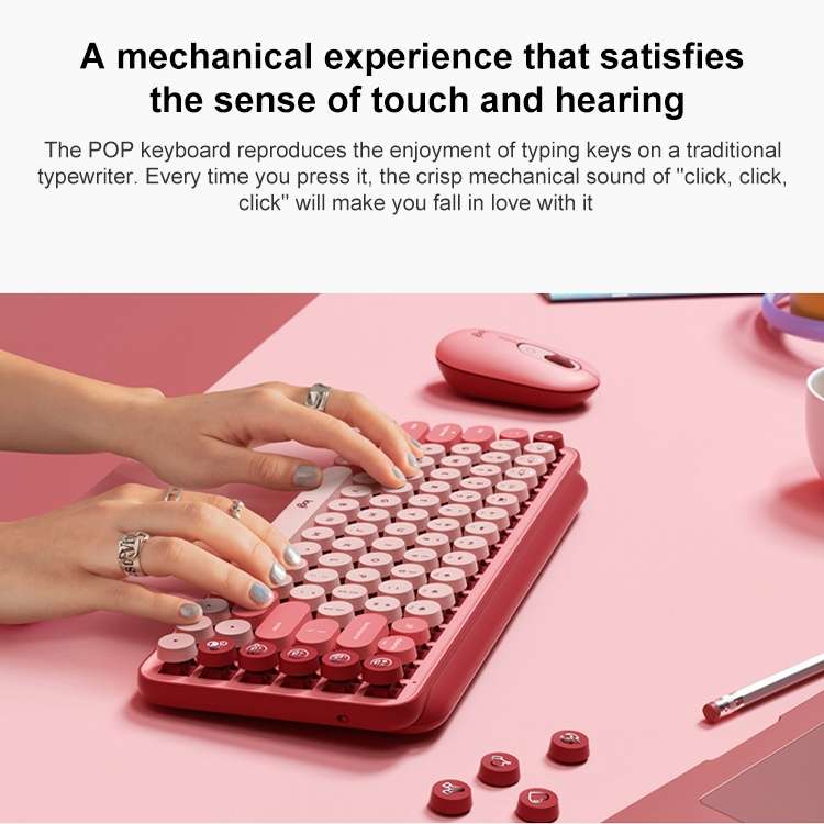 Logitech POP KEYS Round Button Bluetooth Mechanical Keyboard (Purple)