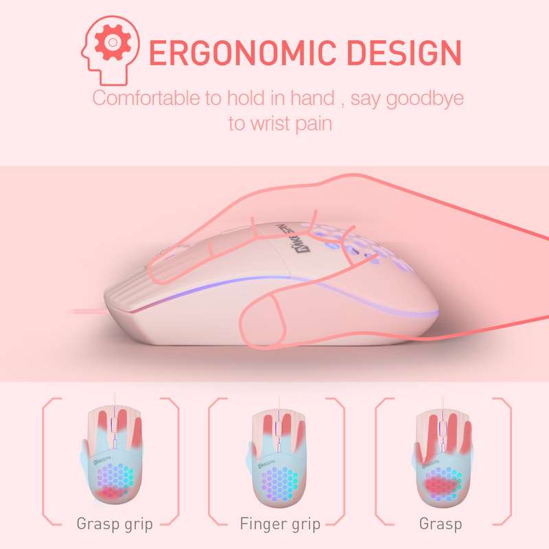 MKESPN SXS-838 Type-C Interface RGB Hollow Wired Mouse(Pink)