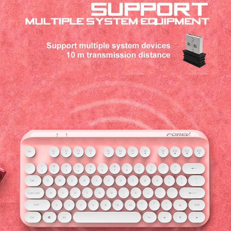 FOREV FV-WI8 Portable 2.4G Wireless Keyboard (Pink)